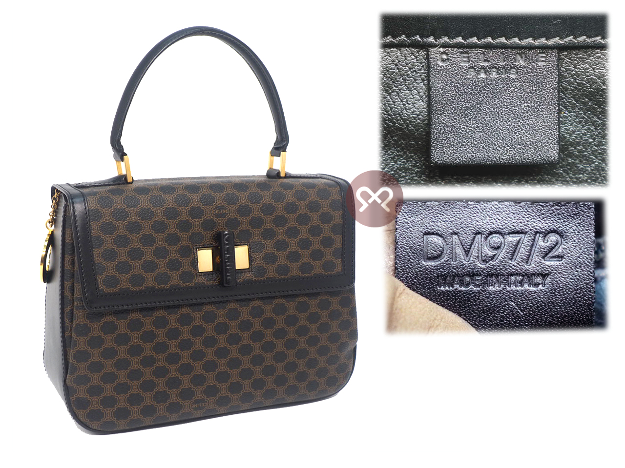 Celine Classic Print Logo Vintage Kelly Small Tote Bag (25cm) - Image 2