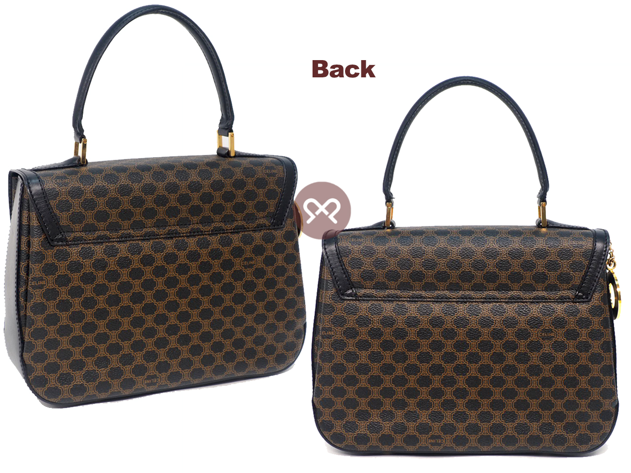 Celine Classic Print Logo Vintage Kelly Small Tote Bag (25cm) - Image 3