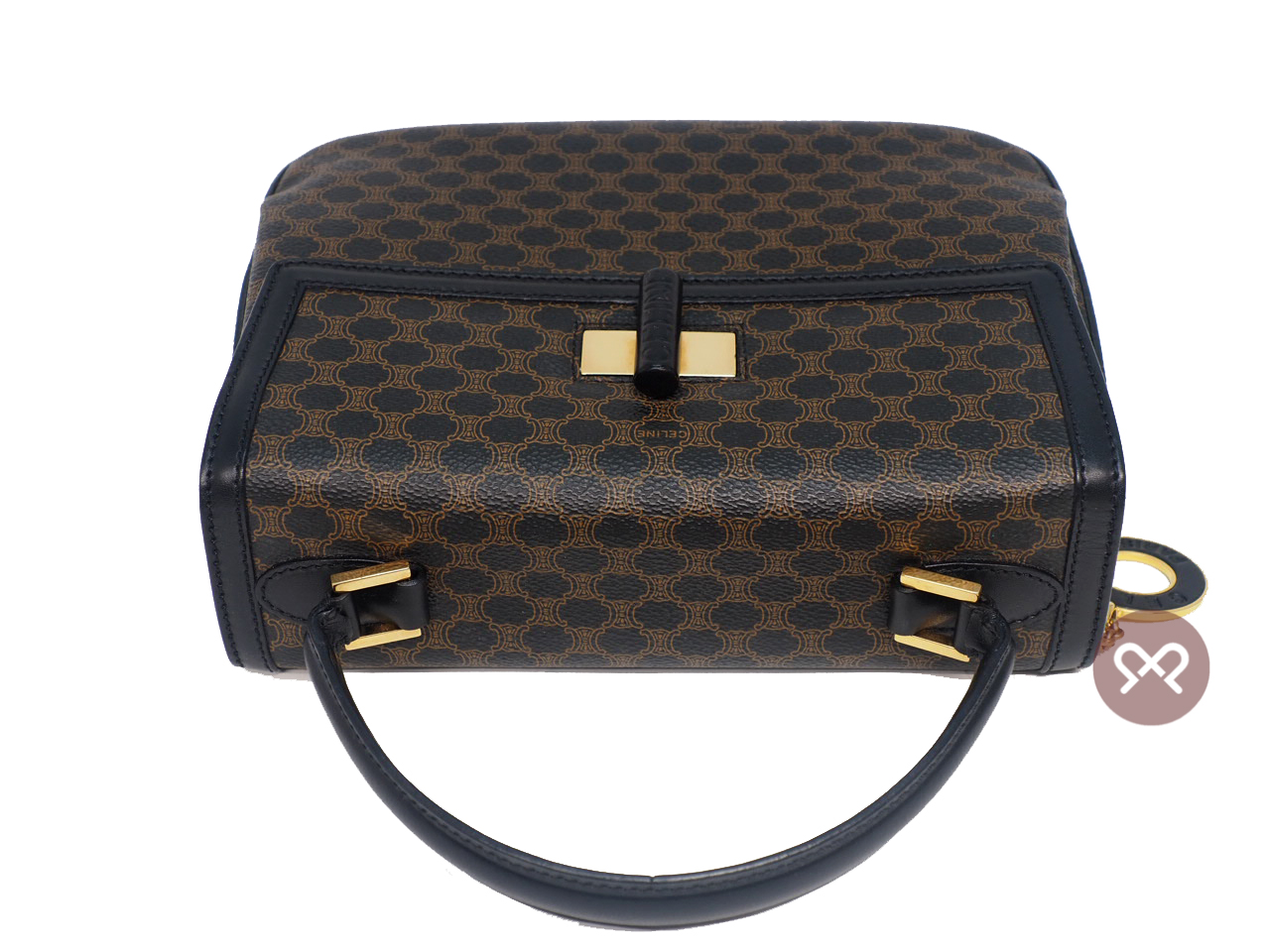 Celine Classic Print Logo Vintage Kelly Small Tote Bag (25cm) - Image 4