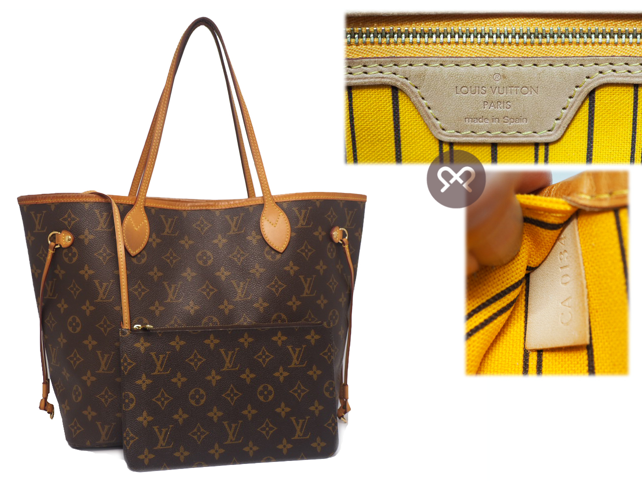 Louis Vuitton Monogram Canvas M40997 Neverfull MM Shopping Bag -CA0134/ CA0144 - Image 2