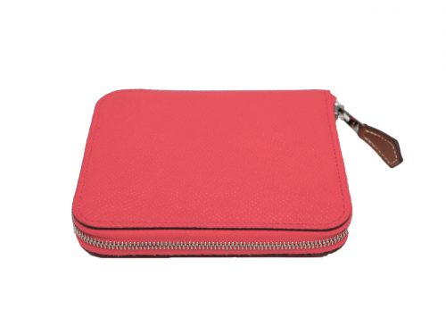 Hermes Silk In Compact Wallet A Stamp in Epsom Leather Rose Jaipur/ Pink