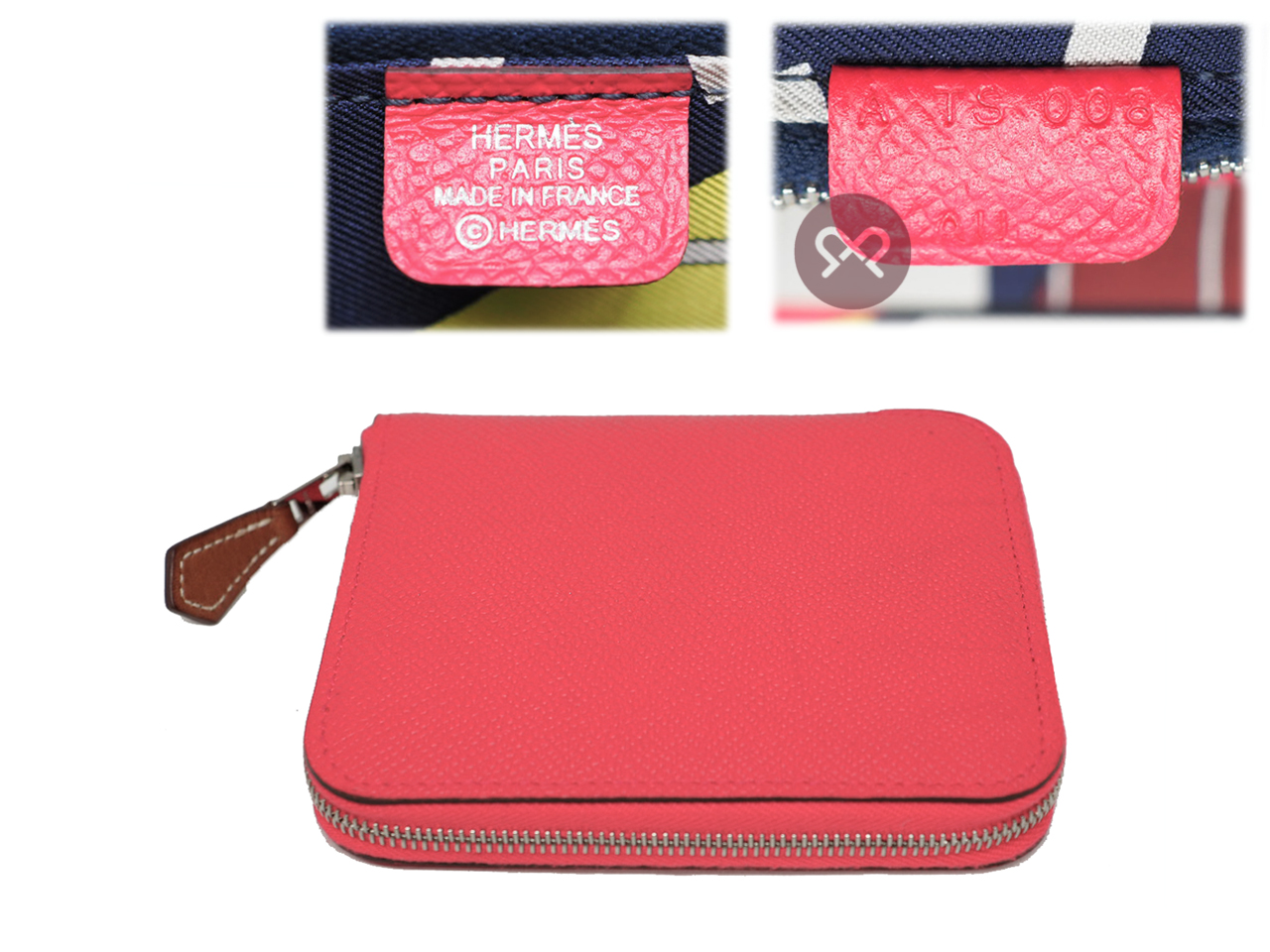 Hermes Silk In Compact Wallet A Stamp in Epsom Leather Rose Jaipur/ Pink - Image 2