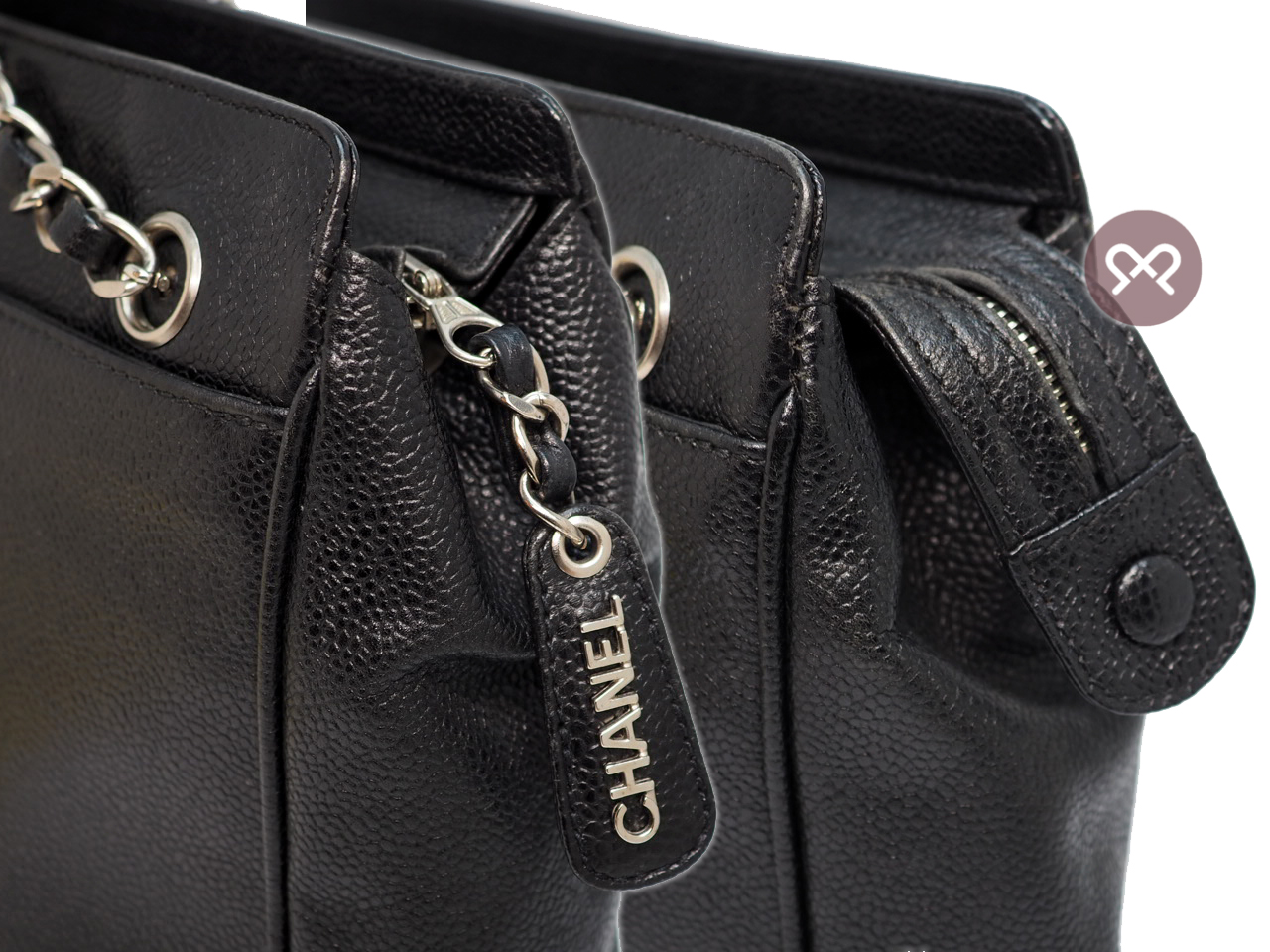Chanel 4563253 Black Vintage Caviar Iconic Triple Coco Timeless Shopping Tote Bag (1990's) - Image 9
