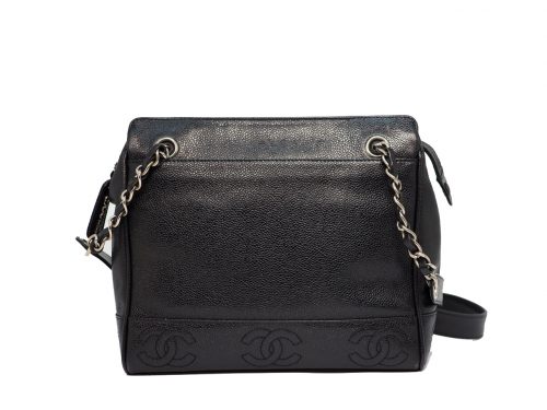 Chanel 4563253 Black Vintage Caviar Iconic Triple Coco Timeless Shopping Tote Bag (1990's)