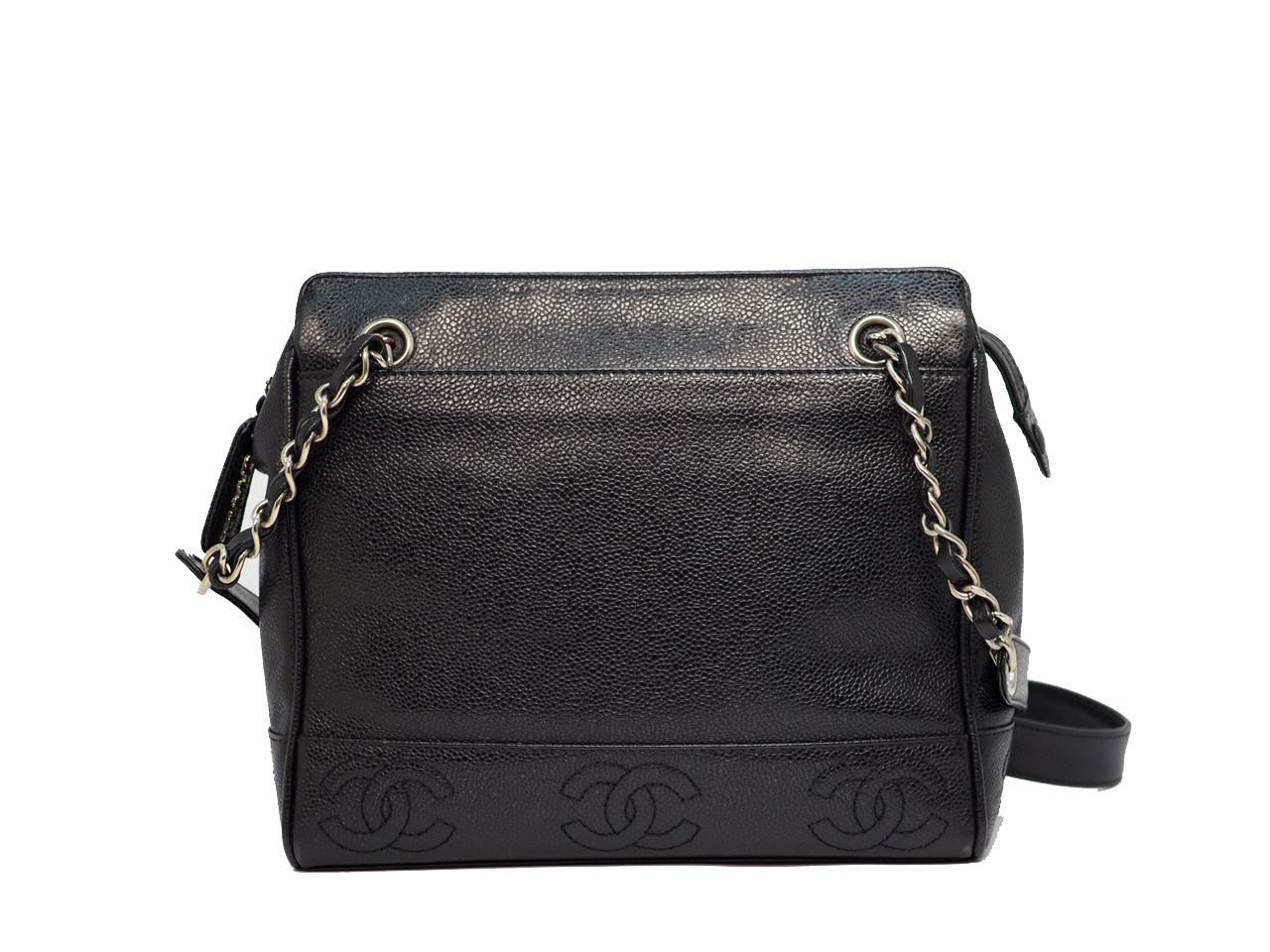 Chanel 4563253 Black Vintage Caviar Iconic Triple Coco Timeless Shopping Tote Bag (1990's)