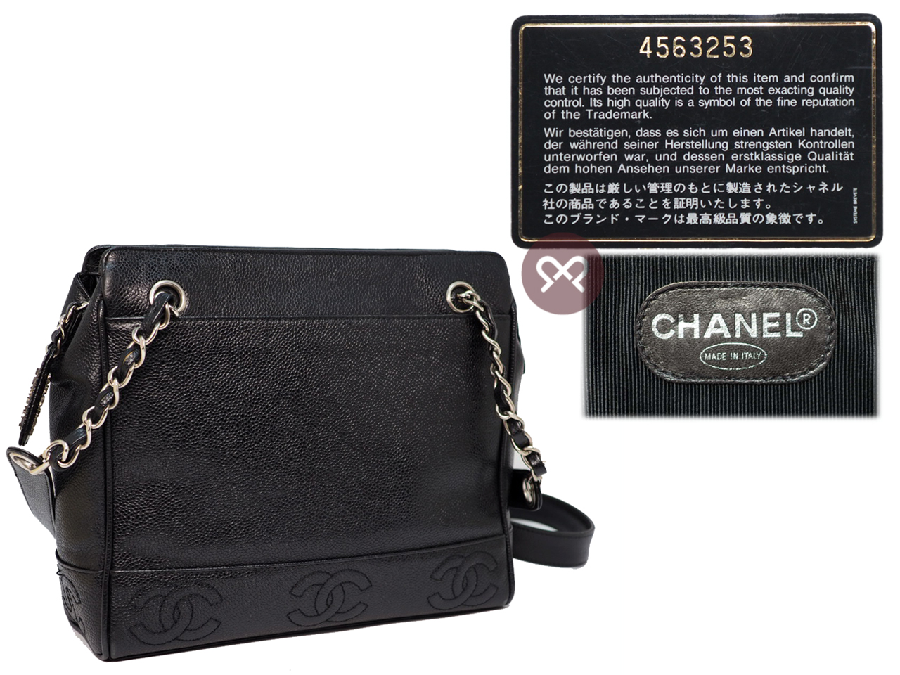 Chanel 4563253 Black Vintage Caviar Iconic Triple Coco Timeless Shopping Tote Bag (1990's) - Image 2