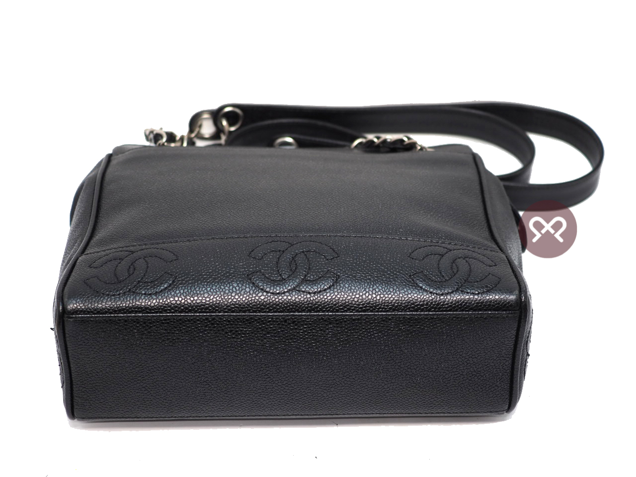 Chanel 4563253 Black Vintage Caviar Iconic Triple Coco Timeless Shopping Tote Bag (1990's) - Image 4