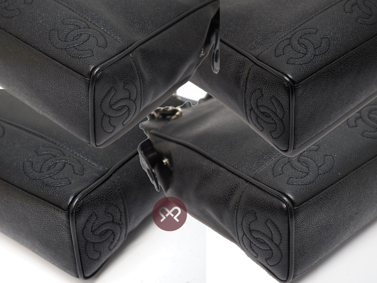 Chanel 4563253 Black Vintage Caviar Iconic Triple Coco Timeless Shopping Tote Bag (1990's) - Image 7