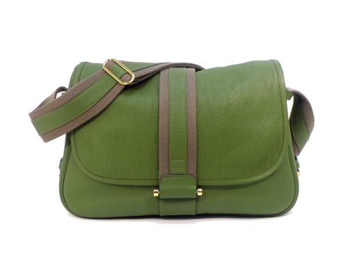 HERMES OLIVE Green Bourlingue Clemence Q Stamp Hobo Messenger Bag (35cm)