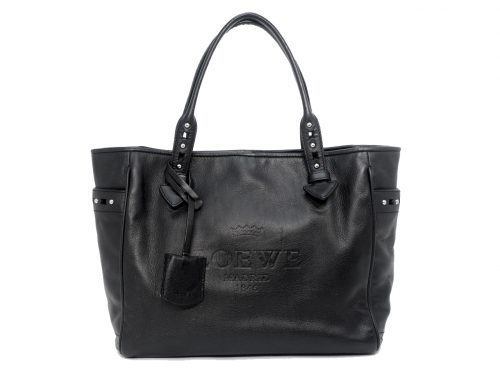 Loewe Black Calf Leather Heritage Document/ Shopping Shoulder Bag