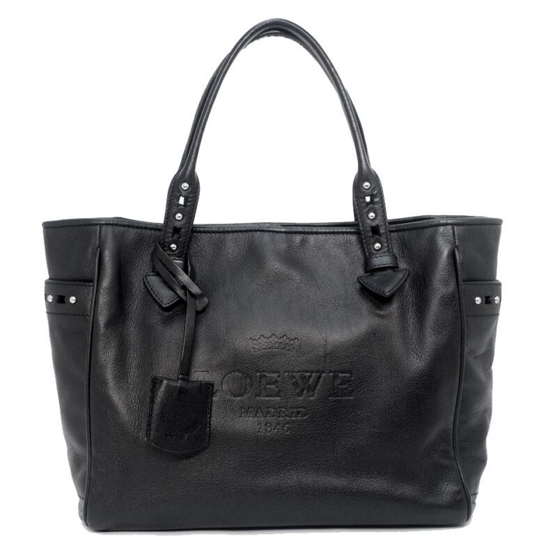 Loewe Black Calf Leather Heritage Document/ Shopping Shoulder Bag