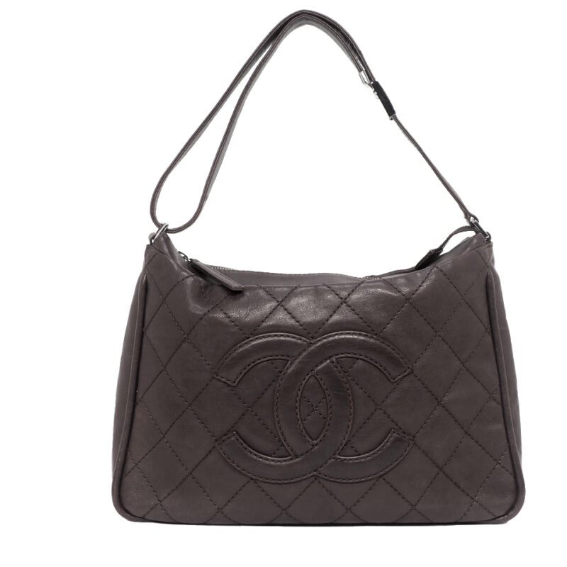 Chanel 10996465 Brown Calf Leather Aged Leather Coco Ruthenium Hardware Hobo Shoulder Bag