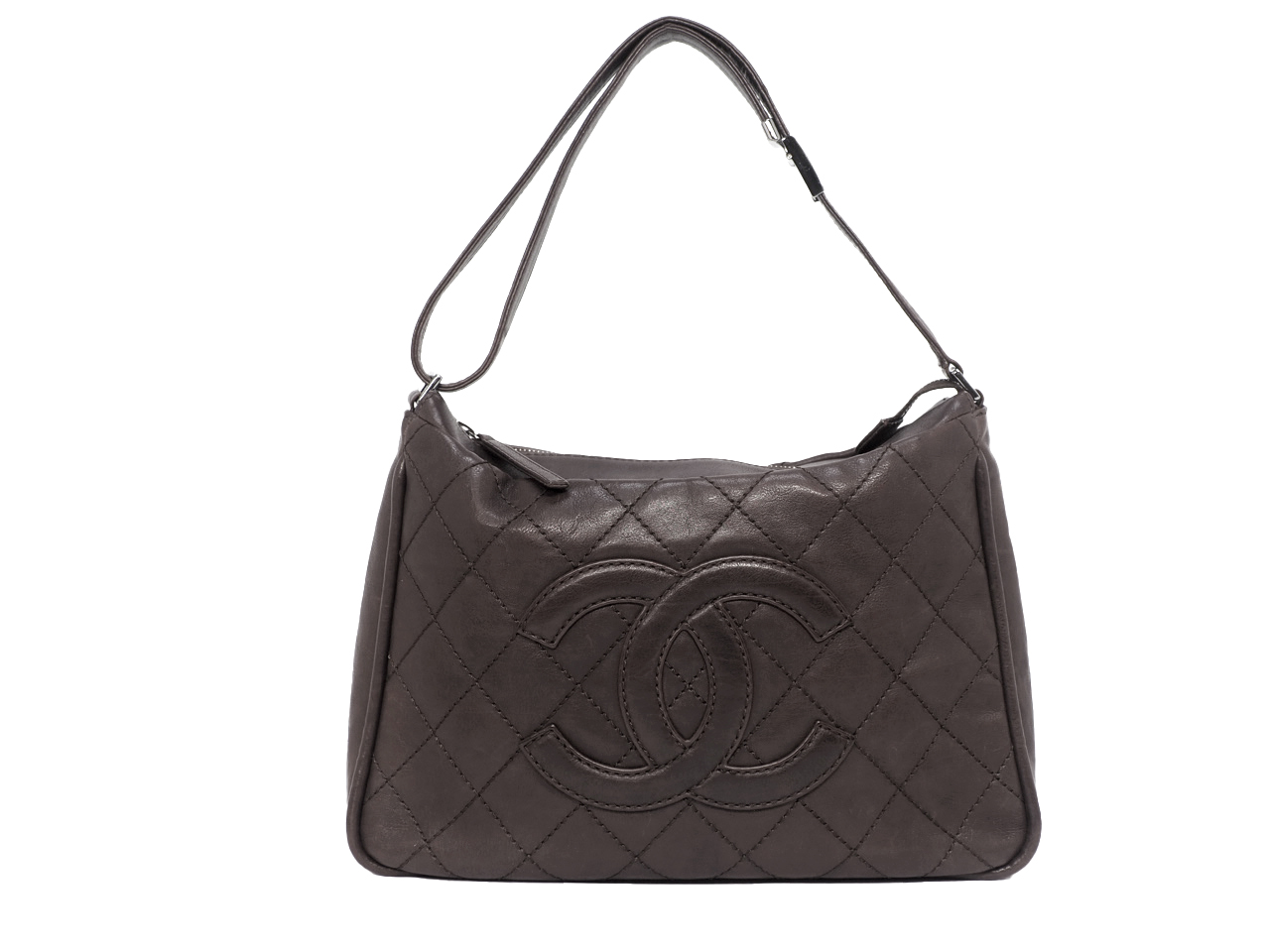 Chanel 10996465 Brown Calf Leather Aged Leather Coco Ruthenium Hardware Hobo Shoulder Bag