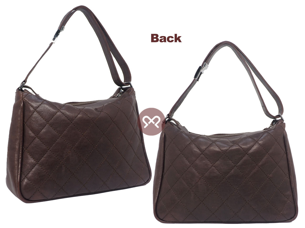 Chanel 10996465 Brown Calf Leather Aged Leather Coco Ruthenium Hardware Hobo Shoulder Bag - Image 3