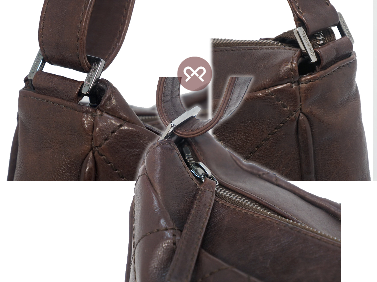 Chanel 10996465 Brown Calf Leather Aged Leather Coco Ruthenium Hardware Hobo Shoulder Bag - Image 5