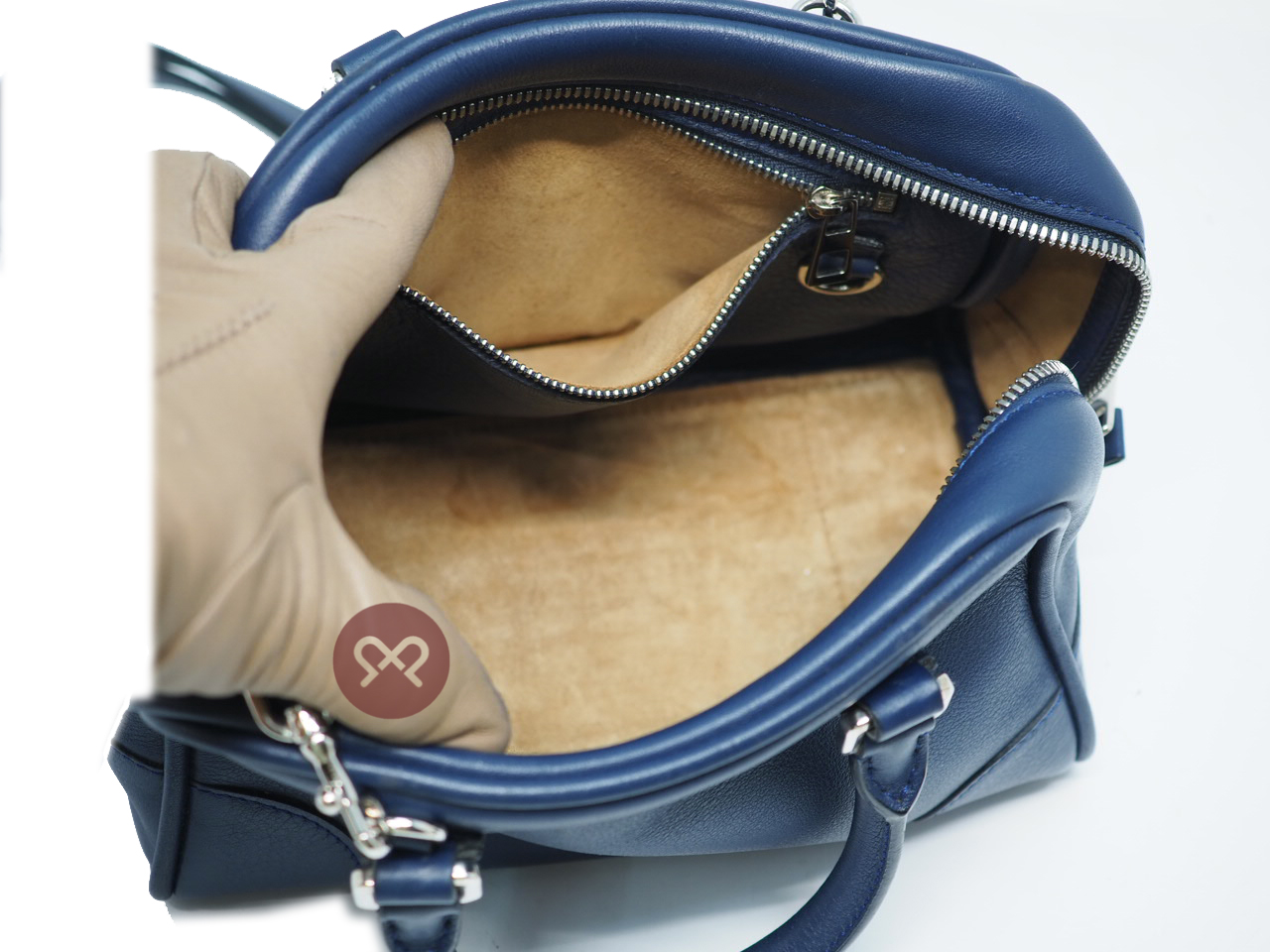 Loewe Navy Blue Amazon Mini Bowling Bag with Strap - Image 4