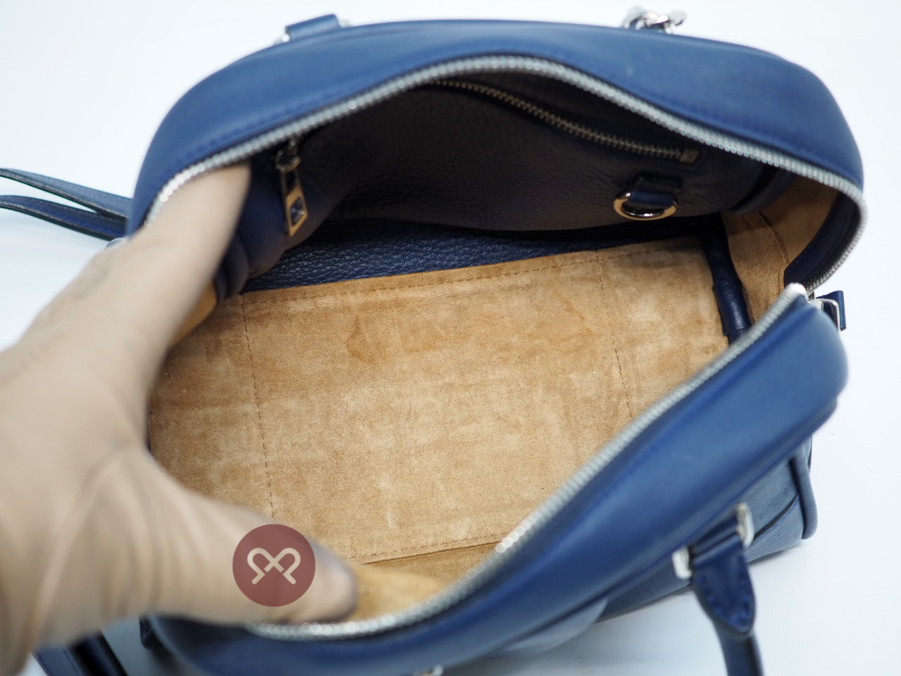 Loewe Navy Blue Amazon Mini Bowling Bag with Strap - Image 5