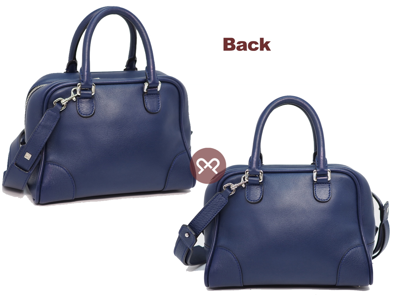 Loewe Navy Blue Amazon Mini Bowling Bag with Strap - Image 3