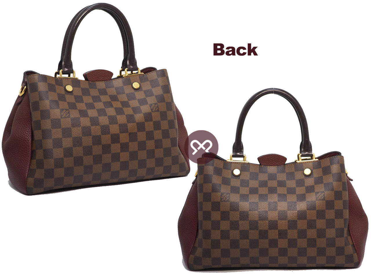 Louis Vuitton N41675 Brittany Damier Ebene Canvas Bordeaux 2-Way Bag (M10127) - Image 2