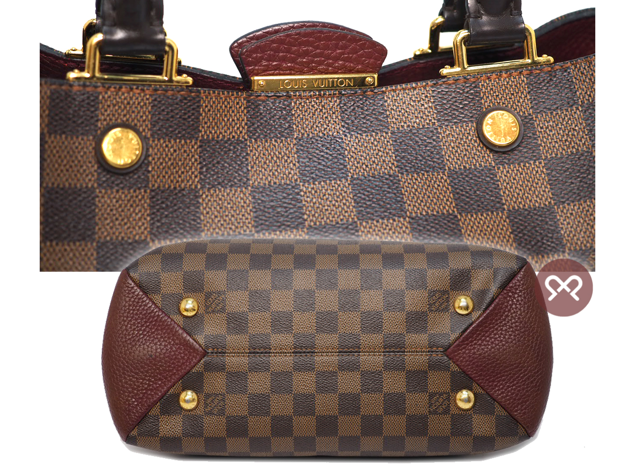 Louis Vuitton N41675 Brittany Damier Ebene Canvas Bordeaux 2-Way Bag (M10127) - Image 3