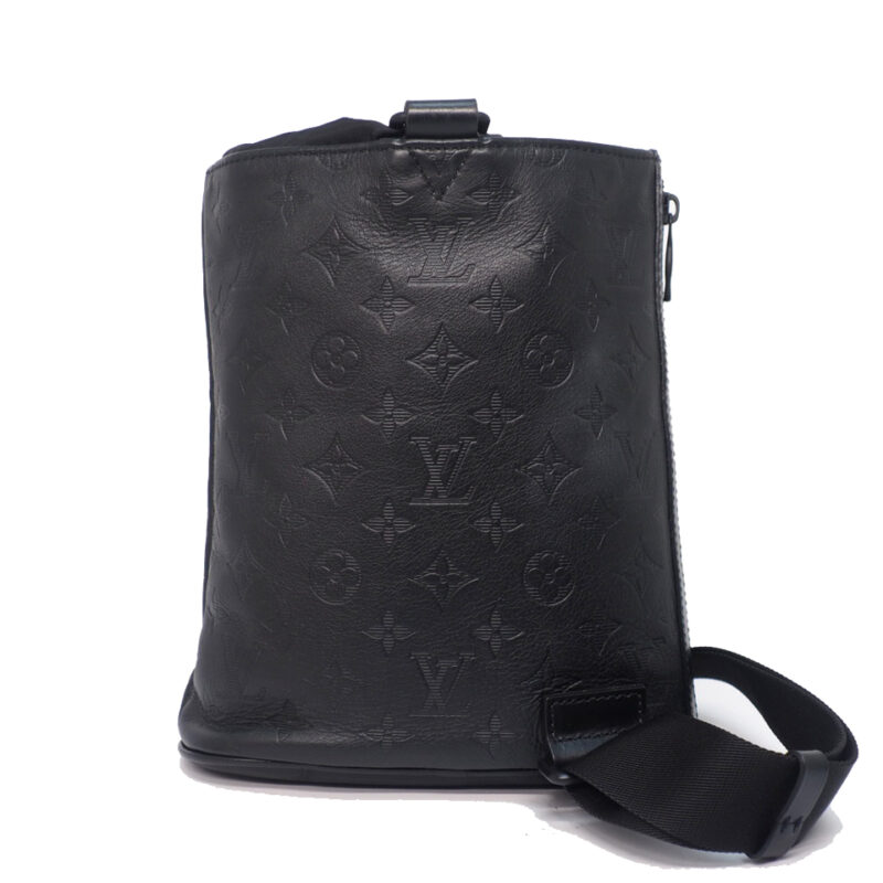 Limited Edition ! Louis Vuitton M44633 Monogram Shadow Leather Chalk Crossbody/ Sling Bag (TJ2109)