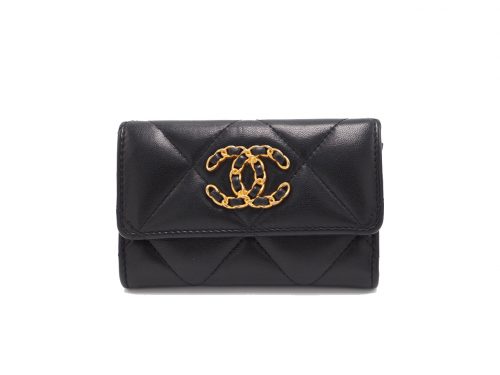 Chanel 31378506 Black Lambskin Quilted Chanel 19 Flap Card Holder