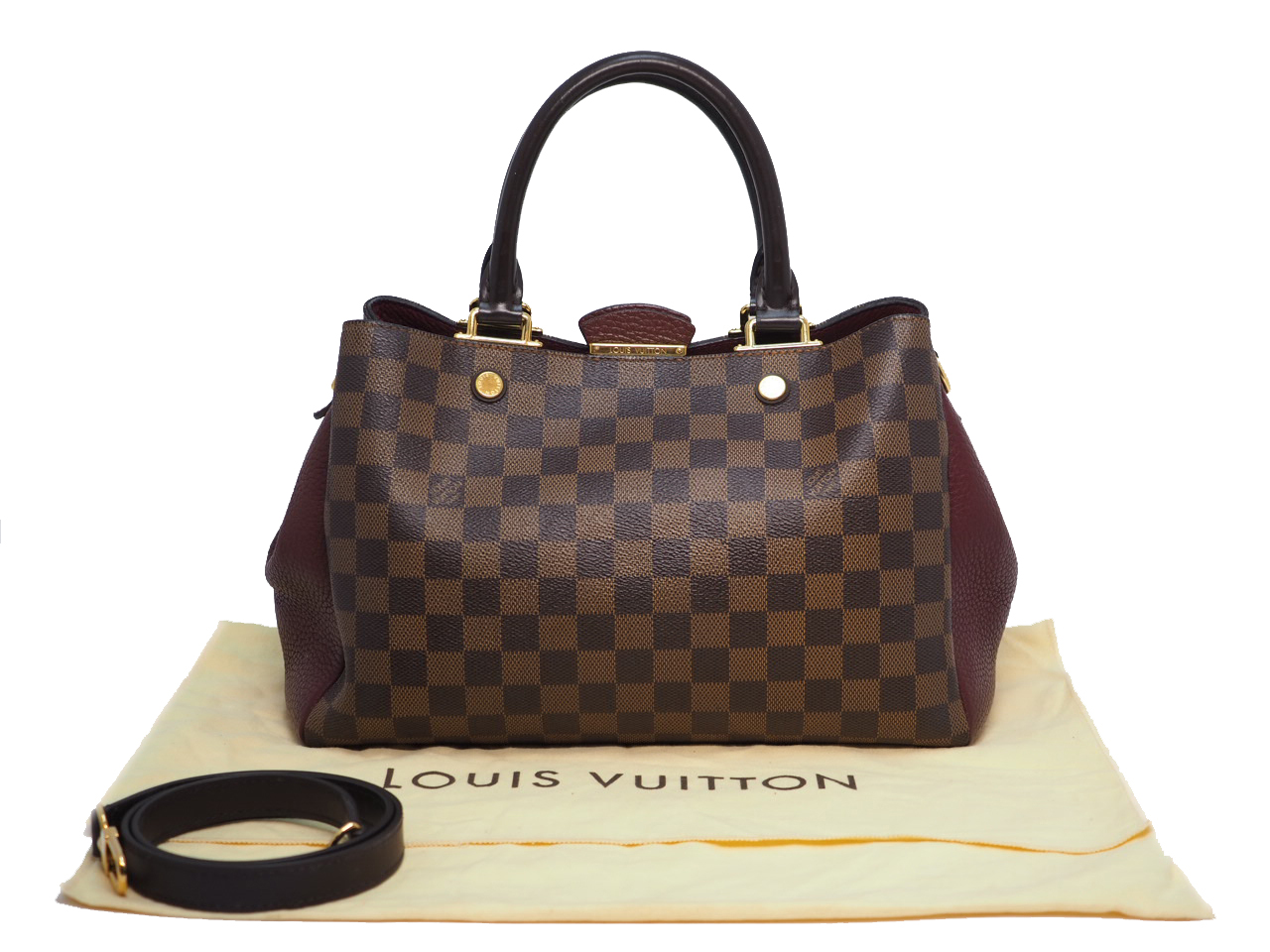 Louis Vuitton N41675 Brittany Damier Ebene Canvas Bordeaux 2-Way Bag (M10127)