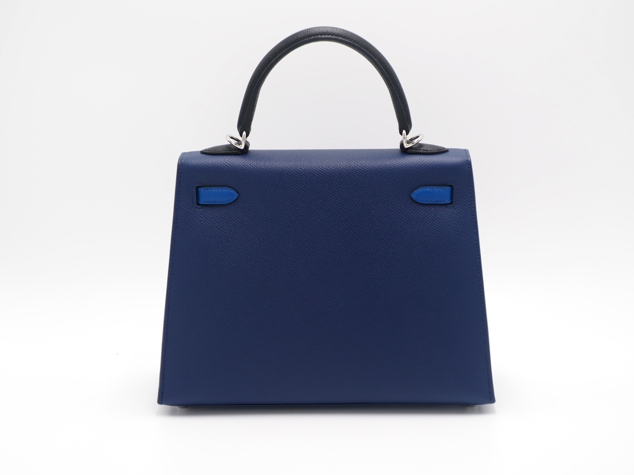 BRAND NEW ! Hermes Kelly Sellier 25cm Trio-Color Bleu Saphir/ Bleu France/ Noir Epsom Leather Palladium Hardware - Image 4