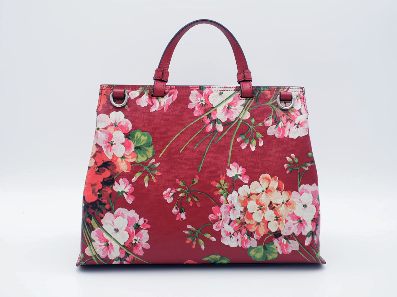Gucci Cruise Collection 392013 Red Medium Bamboo Daily Blooms Top Handle Daily with Strap - Image 4