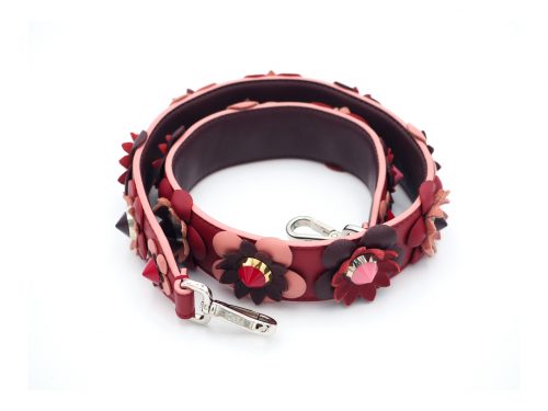 Fendi Strap You Leather Flower Lace Shoulder Strap 40mmx 90cm Palladium Hardware