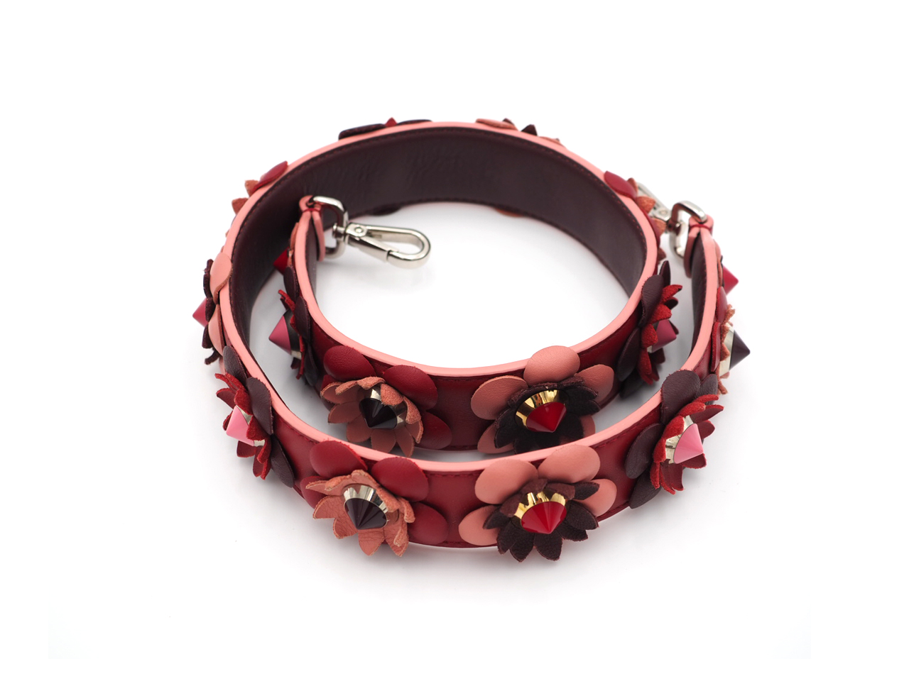 Fendi Strap You Leather Flower Lace Shoulder Strap 40mmx 90cm Palladium Hardware - Image 2