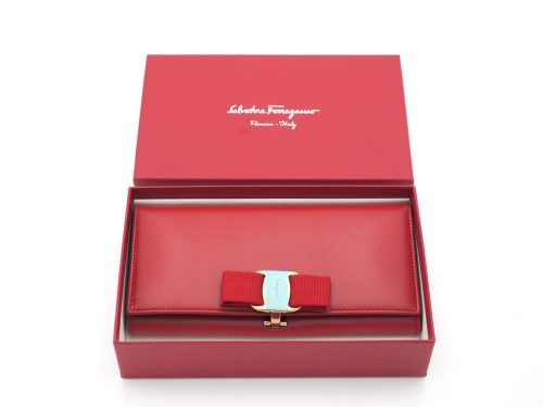 Ferragamo 22-A900/22 Red/ Ross Continental Calfskin Long Wallet