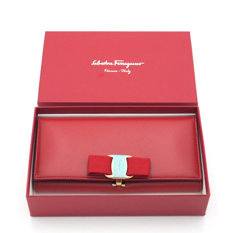 Ferragamo 22-A900/22 Red/ Ross Continental Calfskin Long Wallet