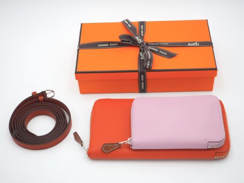 Hermes Portefeuille Sac Nouveau To Go Zippe U Stamp Epsom/ Swift Calfskin Silk in Wallet to go