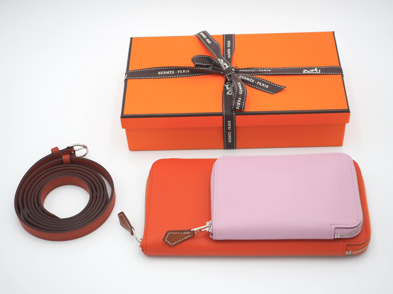 Hermes Portefeuille Sac Nouveau To Go Zippe U Stamp Epsom/ Swift Calfskin Silk in Wallet to go
