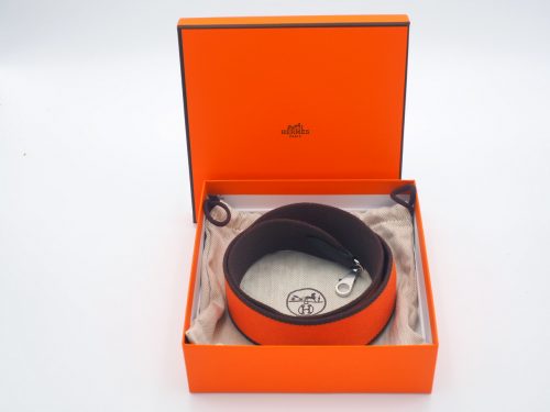 Hermes Bandouliere 50mm Sangle Bicolore-Veau Swift Shoulder Strap/ Accessories 085 Orange-Ebene/ Ebene
