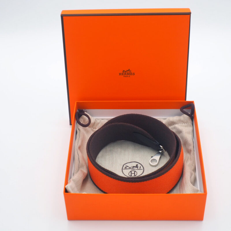 Hermes Bandouliere 50mm Sangle Bicolore-Veau Swift Shoulder Strap/ Accessories 085 Orange-Ebene/ Ebene