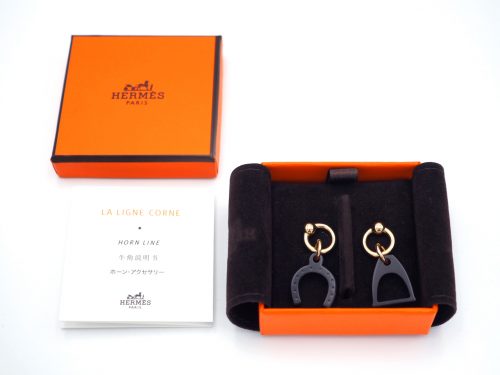 Hermes Boucles D Oreilles Amulettes Equestre Corne Buffle Earrings