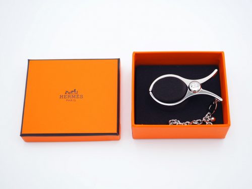 Hermes Filou Glove Clips / Bag Charm/ Key Ring for Birkin / Kelly / Lindy Palladium Metal Plated