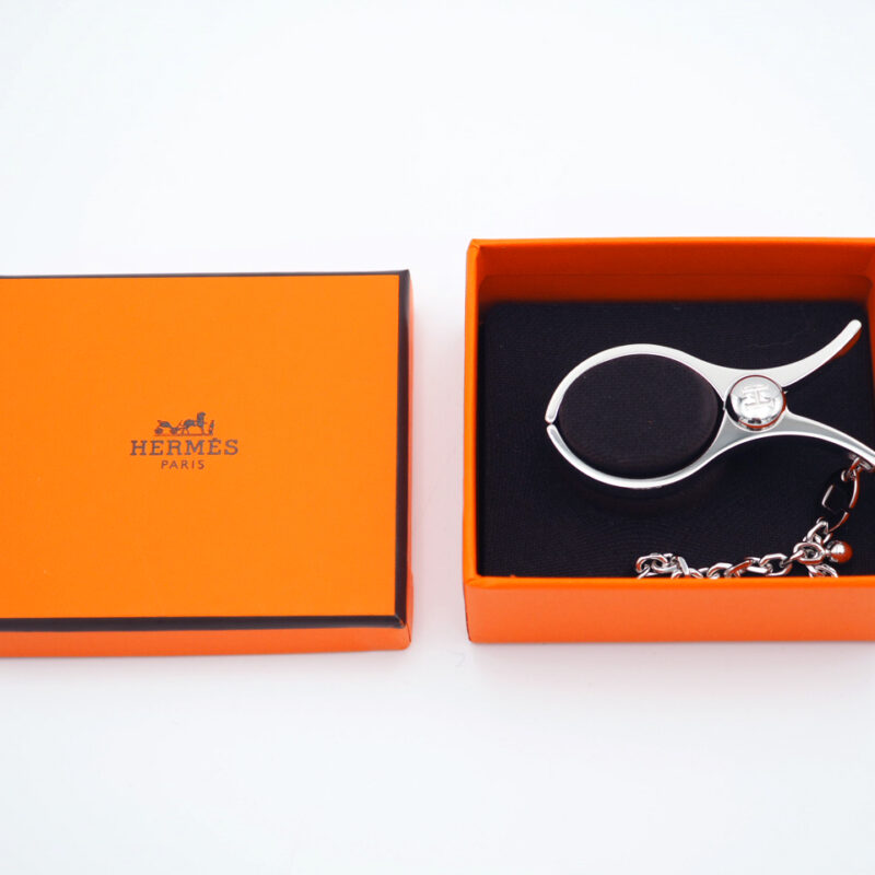 Hermes Filou Glove Clips / Bag Charm/ Key Ring for Birkin / Kelly / Lindy Palladium Metal Plated