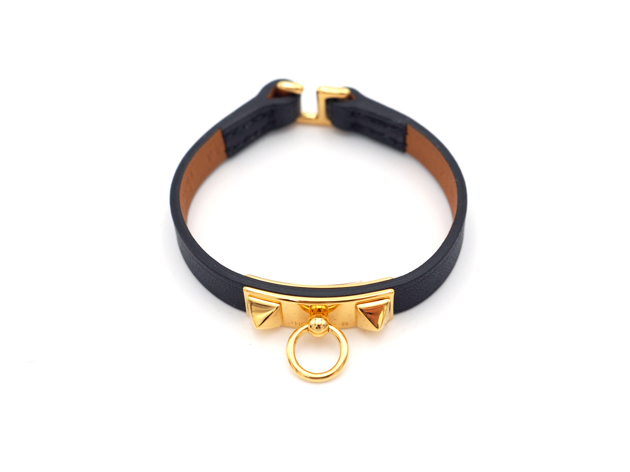 Hermes Bracelet Mini Rivale Black Veau Swift Black Gold Hardware - Size T1 - Image 2