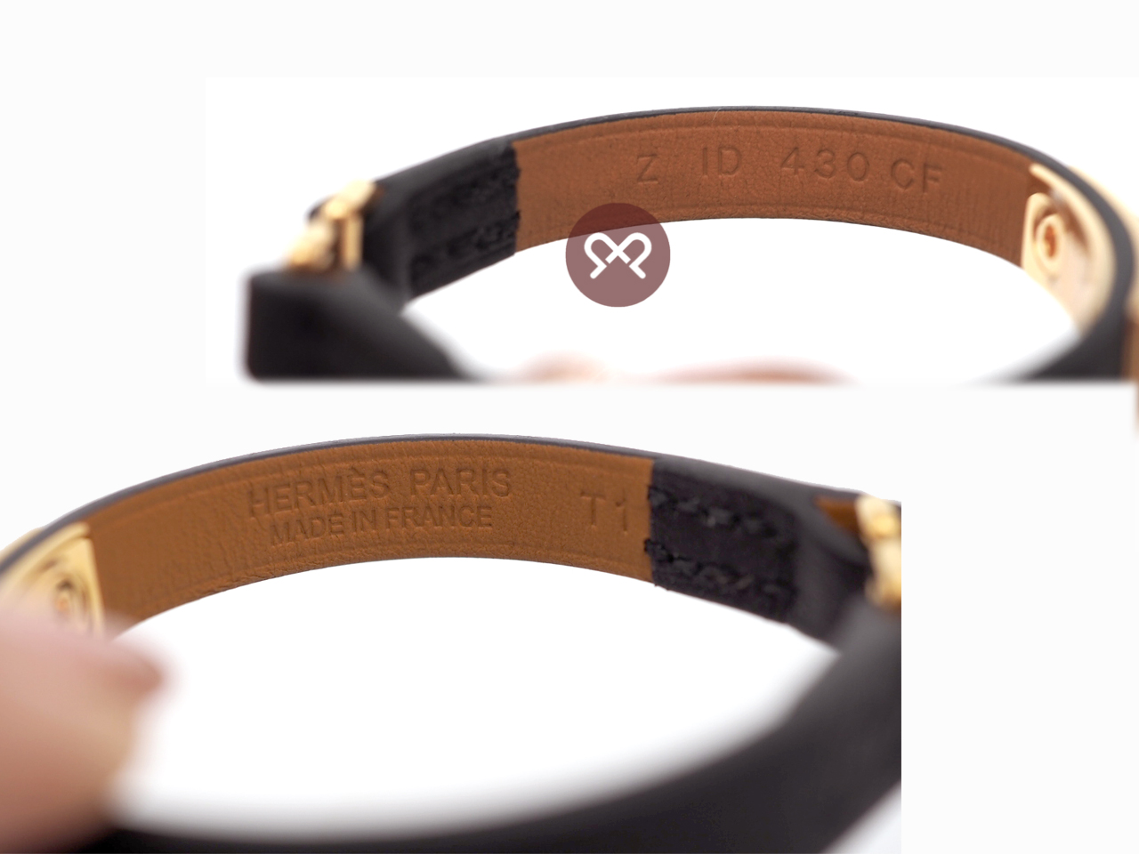 Hermes Bracelet Mini Rivale Black Veau Swift Black Gold Hardware - Size T1 - Image 3
