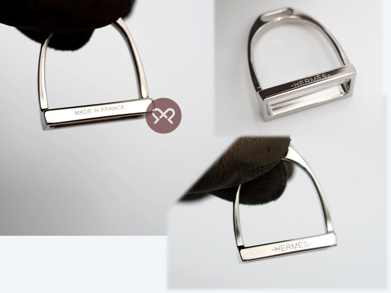 Hermes Anneau De Carre Etrier Laiton Finition Palladie / Palladium Square Ring 90 Stirrup - Image 3