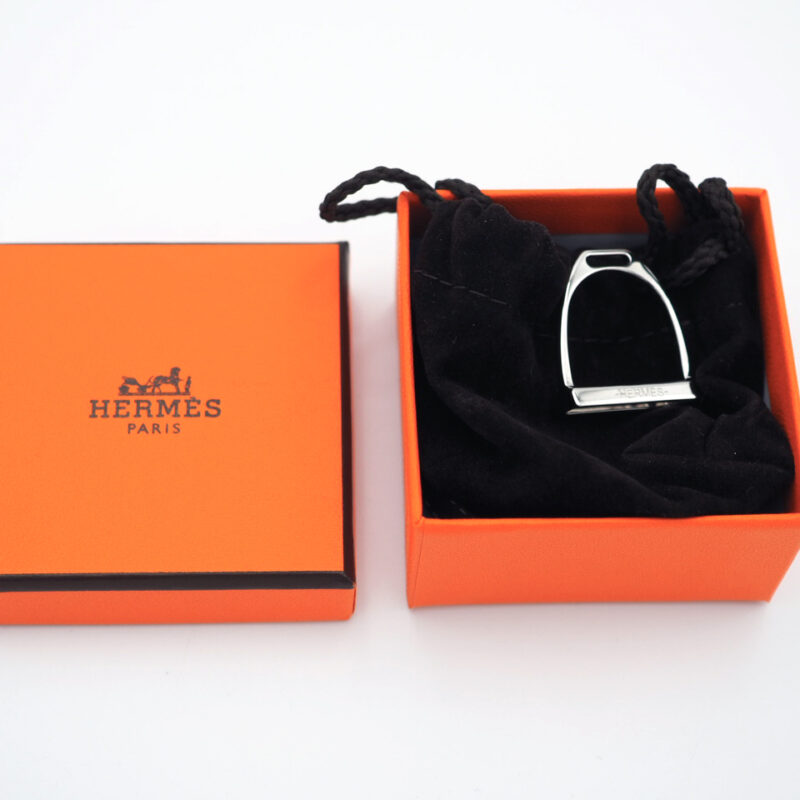 Hermes Anneau De Carre Etrier Laiton Finition Palladie / Palladium Square Ring 90 Stirrup