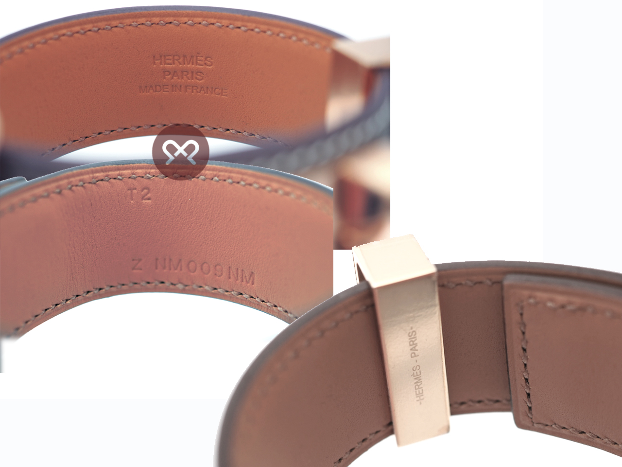 Hermes Bracelet Collier De Chien 24 Swift Etoupe Color Gold-Plated Hardware- Size T2 - Image 2