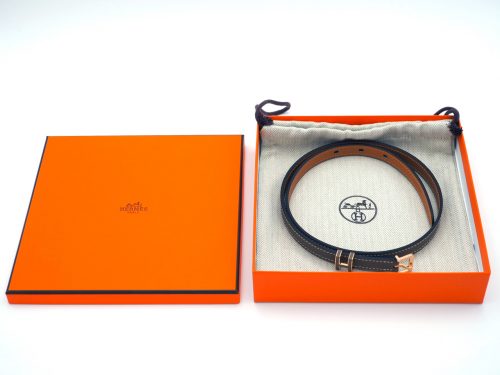 Hermes Pop H 15 Belt Veau Epsom Etoupe Color Rose Gold-Plated Buckle- Size 70cm
