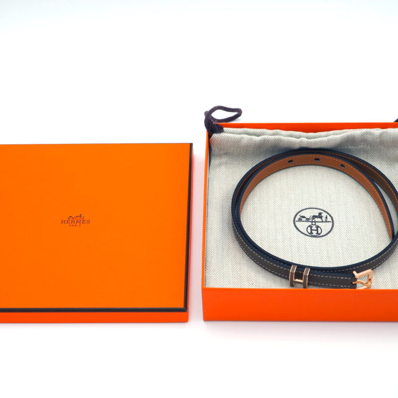 Hermes Pop H 15 Belt Veau Epsom Etoupe Color Rose Gold-Plated Buckle- Size 70cm