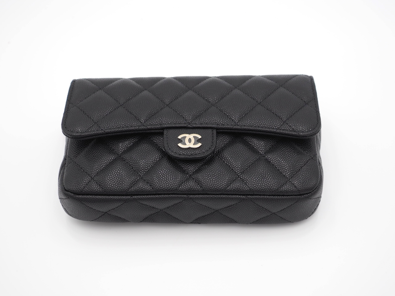 BRAND NEW ! Chanel Black Caviar Classic Flap Phone Holder with Chain Gold Hardware (U8UTGLT6) - Image 3