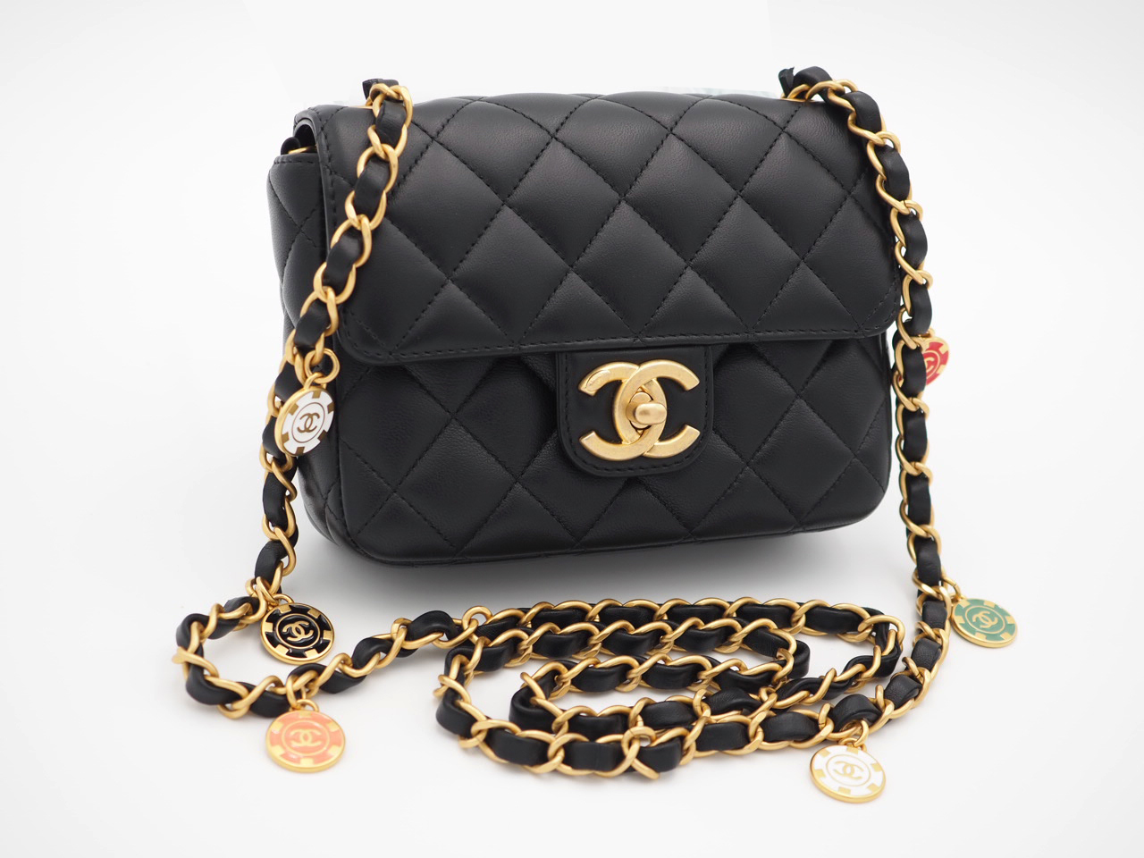 Chanel Black Lambskin Mini Flap Bag with Enamel Charms & Gold-Tone Metal Hardware (NT7TEE4) - Image 3