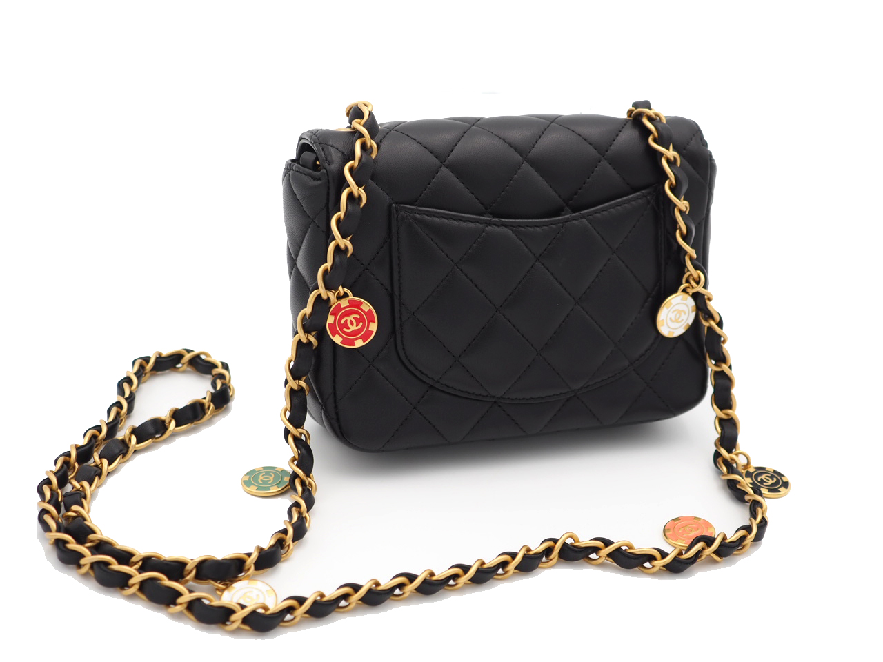 Chanel Black Lambskin Mini Flap Bag with Enamel Charms & Gold-Tone Metal Hardware (NT7TEE4) - Image 5